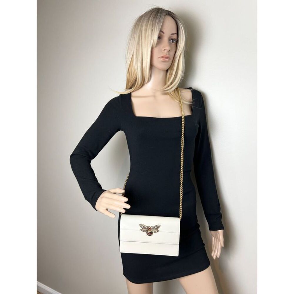 Gucci Queen Margaret Bee Wallet on a Chain Mystic White Clutch - Picture 5 of 6